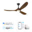 Ventilateur de plafond en bois massif 3 pales avec lumière DEL à intensité variable et télécommande, moteur à courant continu réversible-1094368244-1094988170