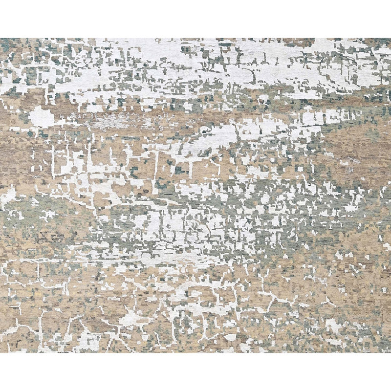 Hand Knotted Abstract Area Rug, Rectangle 12' x 15'