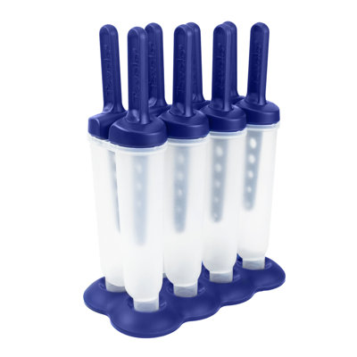 Tovolo Twin Ice Pop Molds Set of 4 for Connected Double-Serving Frozen Treats, Stratus Blue