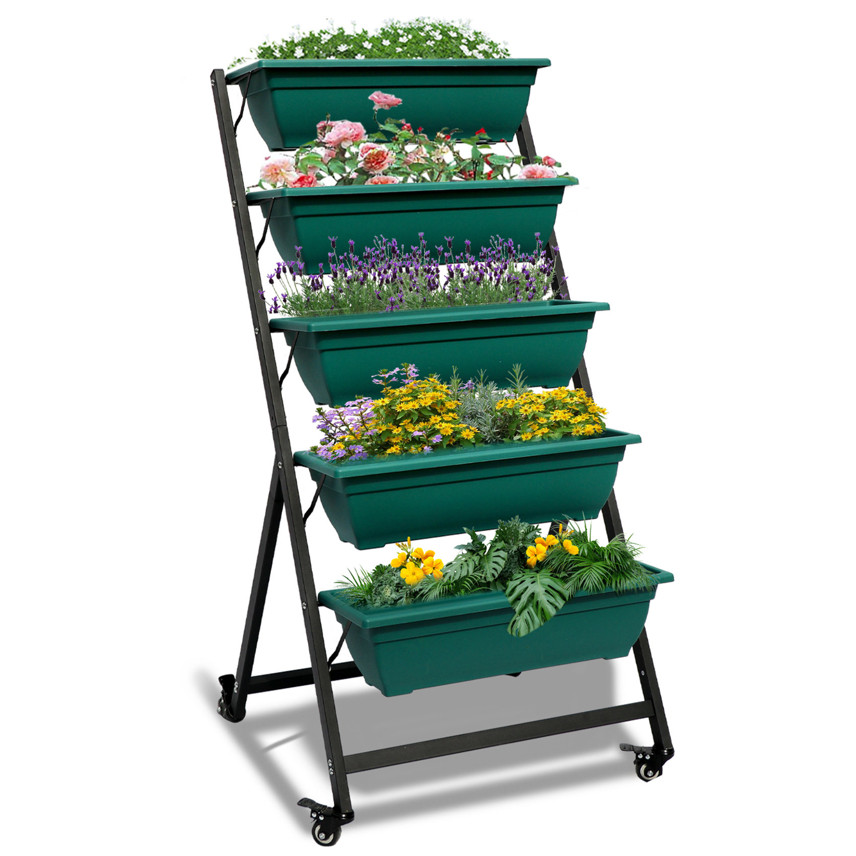 Beaupre 3-Tier Stacking Planter Tower Set - Space Saving Flower Pots - Vertical Planter (Set of 3) Gracie Oaks Color: Green