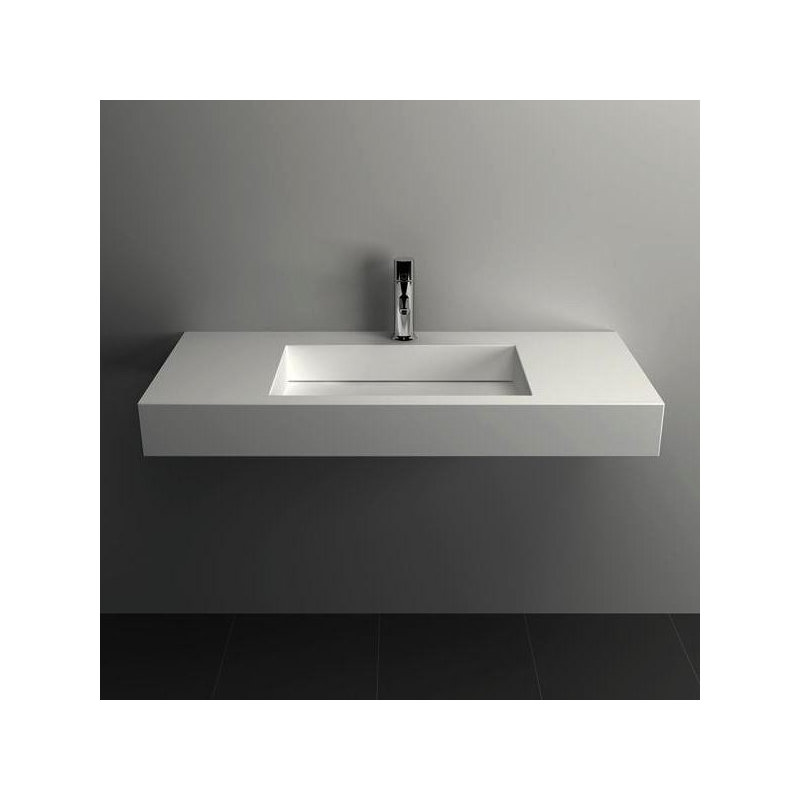 ADM Bathroom 20'' Resin Square Bathroom Sink, Matte/White