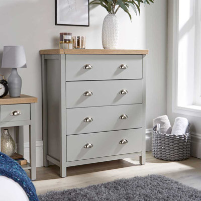 Prussia 4 Drawer Chest Of Drawers Storage Metal Cup Handles Two Tone