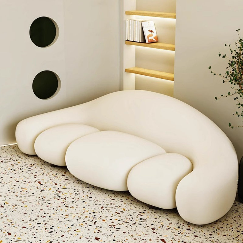 Canapé léger de luxe simple blanc cassé, H 29,53 po x l 94,49 po x P 35,43 po