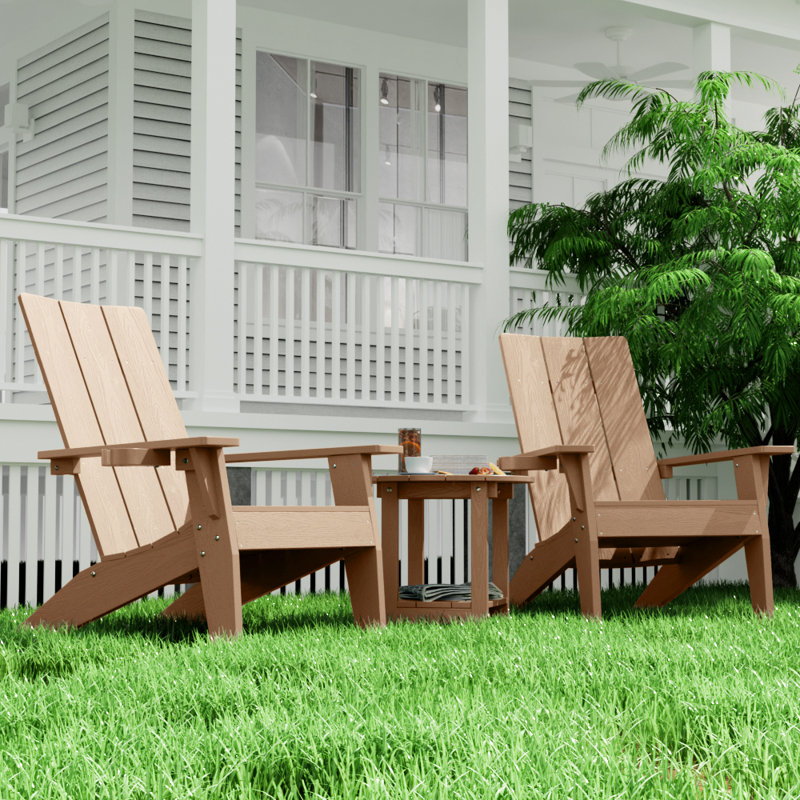 Caddo Outdoor Adirondack Chair With Table, Yellow