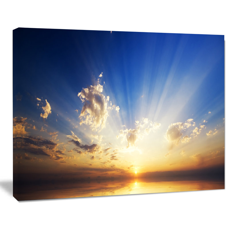 " Sunset In The Ocean Blue Sky Panorama ", 30" H x 40" W x 1" D
