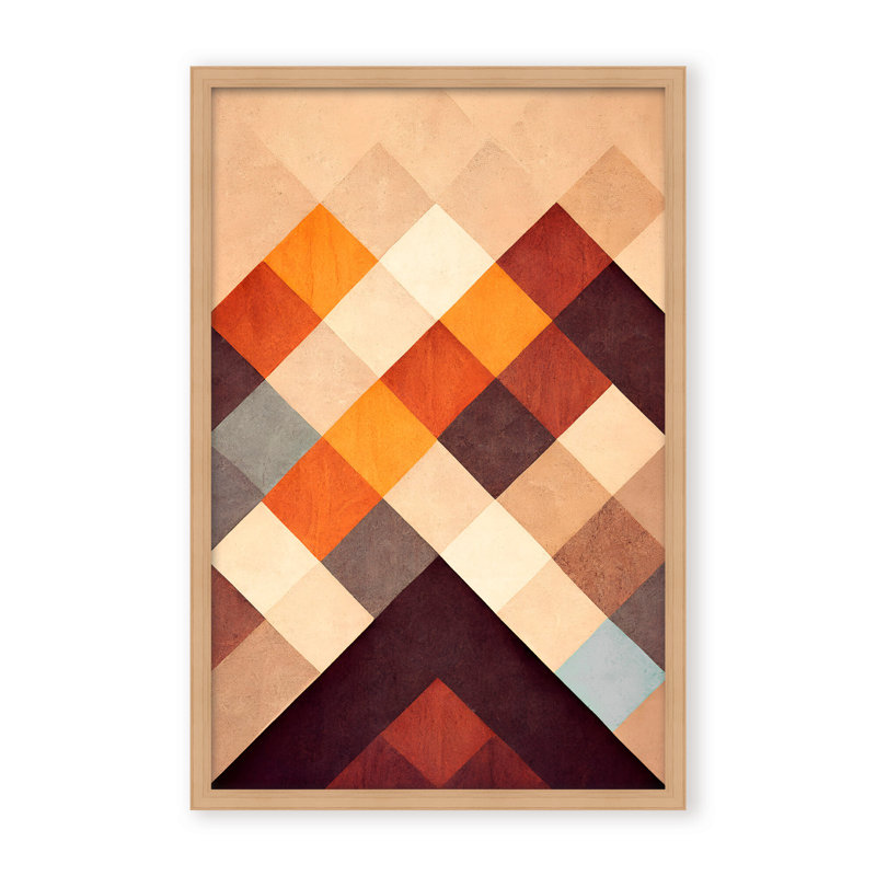 Abstract The Pyramid by  - Picture Frame Graphic Art on Paper, 48" H x 32" W x 1.125" D, Framed Matted Print, Brown
