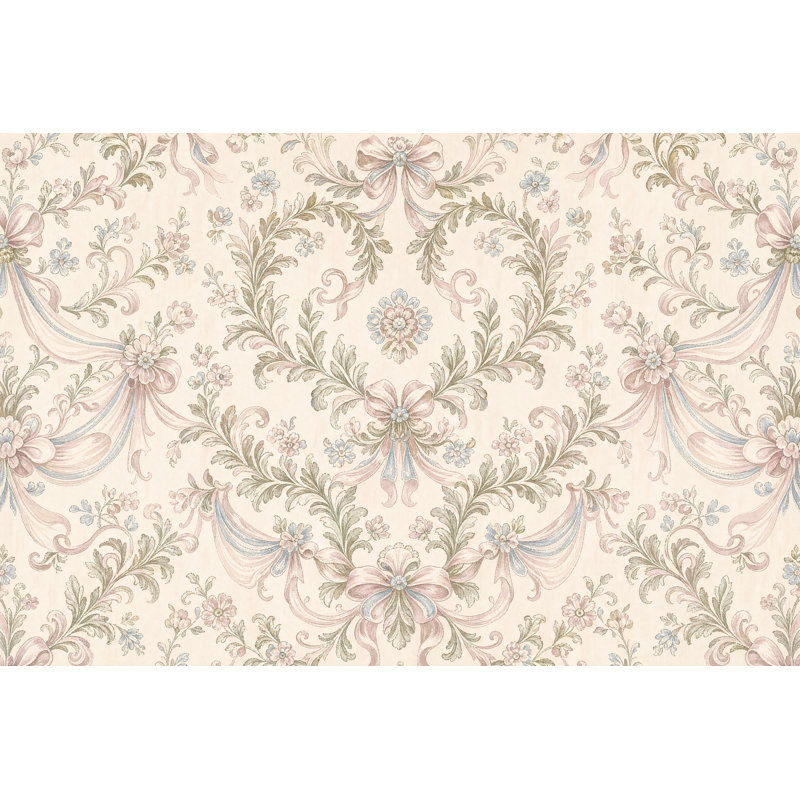 Papier peint damassé floral, 100 po x 96 po, Non tissé