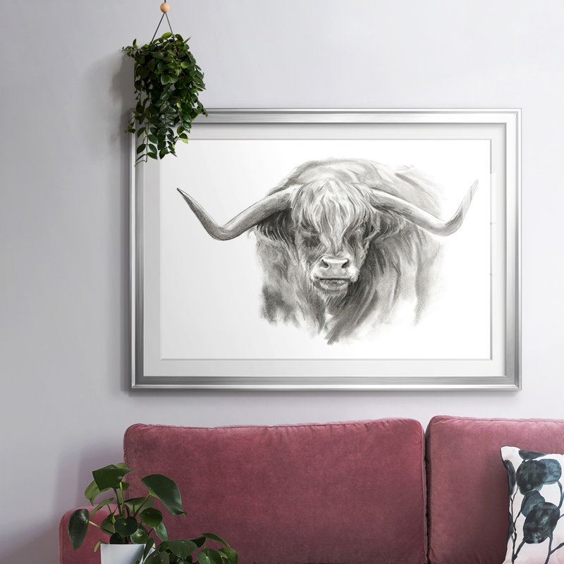 " Soft Focus Highland Cattle II ", Silver, 19" H x 27" W x 1.5" D
