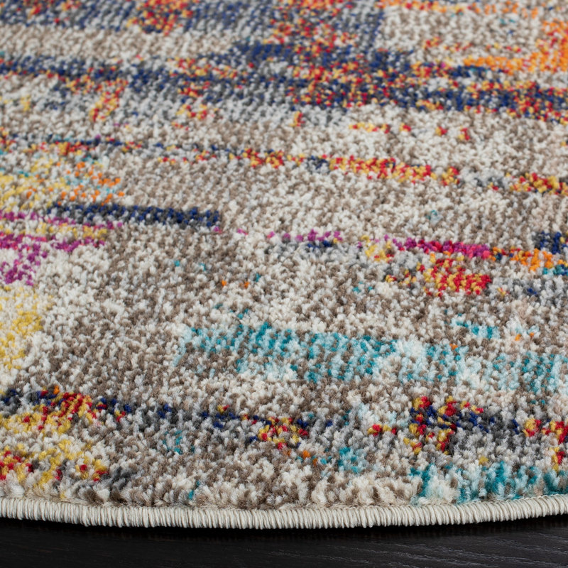 Tapis abstrait gris / turquoise / brun Riccio, Tapis de couloir 2 pi 2 po x 10 pi