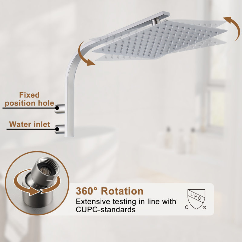 Brushed Nickel Multi-Head Rain Shower System with Handheld