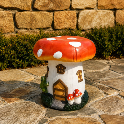 Tabouret de jardin surdimensionné en résine avec base de forêt féerique, pièce décorative fonctionnelle et polyvalente pour les espaces intérieurs et extérieurs, idéal pour la cour, la pelouse, le patio, les parterres de fleurs, la chambre des enfants