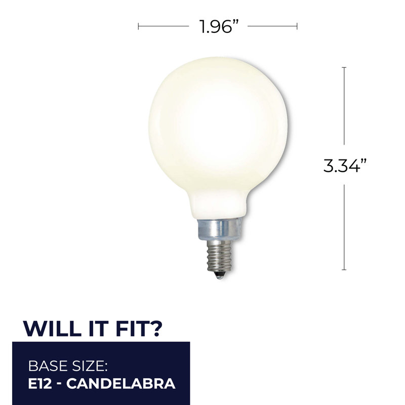 Ampoule à intensité variable 4 W (équivalent à 40 W), DEL G16, à intensité variable laiteuse, culot E12 / candélabre (2700K)
