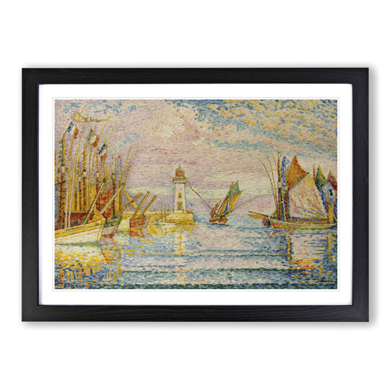 The Lighthouse Groix by Paul Signac - Picture Frame Painting, 27cm H x 36cm W x 2cm D, Black