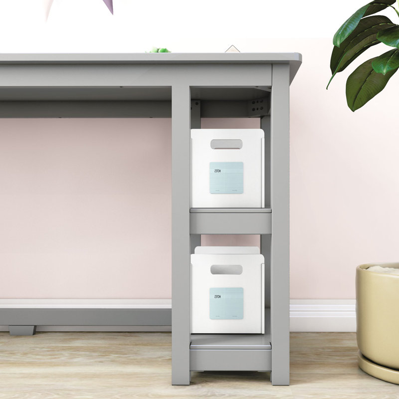 Grand bureau avec tablettes Lalitha, Gris