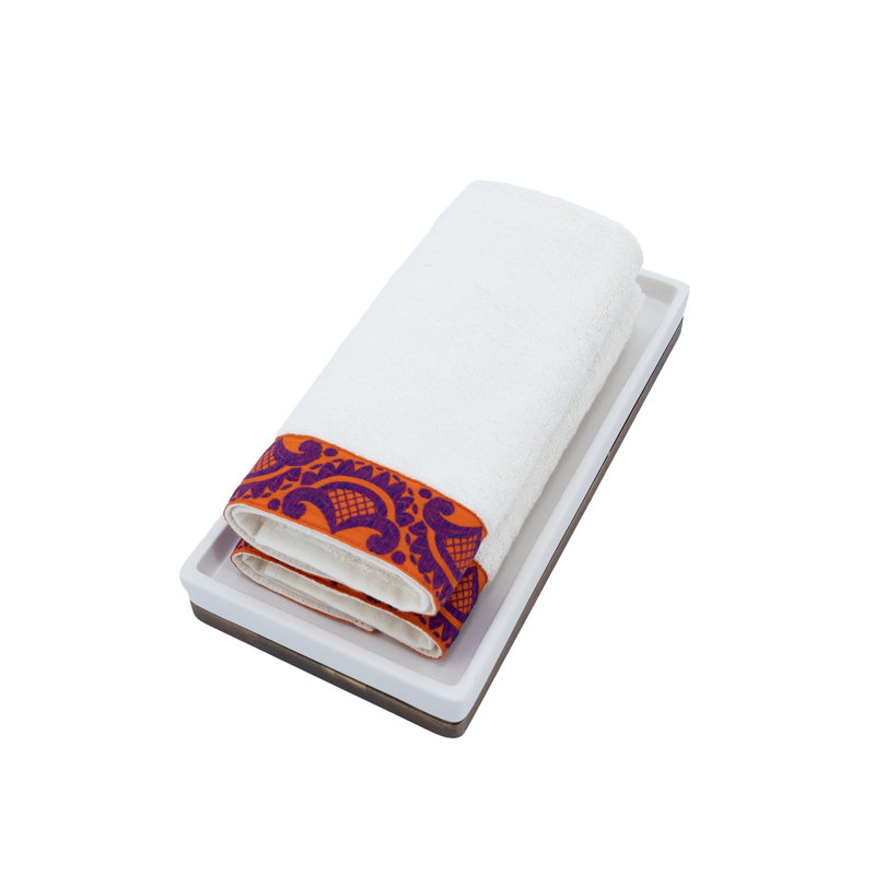 Serviette en coton chocolat, Blanc