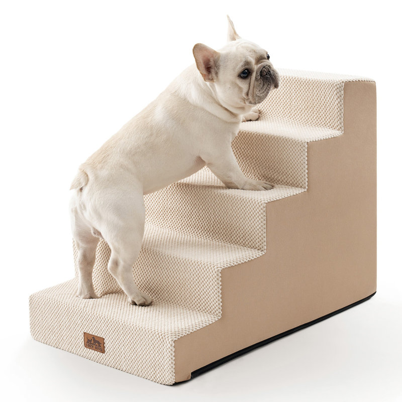 Escaliers 5 étages pour animaux, Beige, 5 marches (H 23,6 po x l 19,7 po x P 29,5 po)