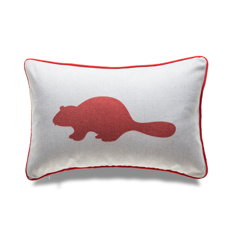 Beaver Rectangular Lumbar Pillow, Red
