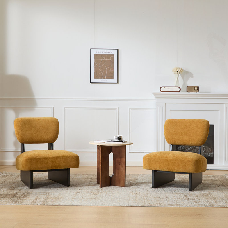 Ensemble de 2 chaises longues modernes, Jaune, Noir