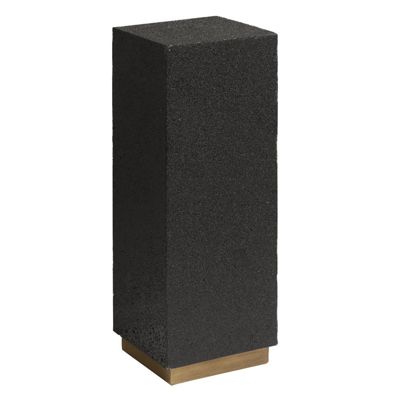 Small Black Lava Stone Pedestal with Gold Metal Base