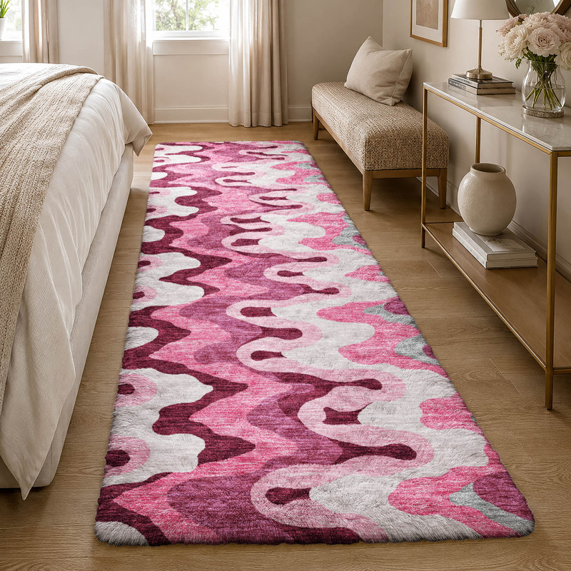 Tapis Dream Shag Waves ADS750 lavable à la machine de qualité supérieure, Grey, 8' Round