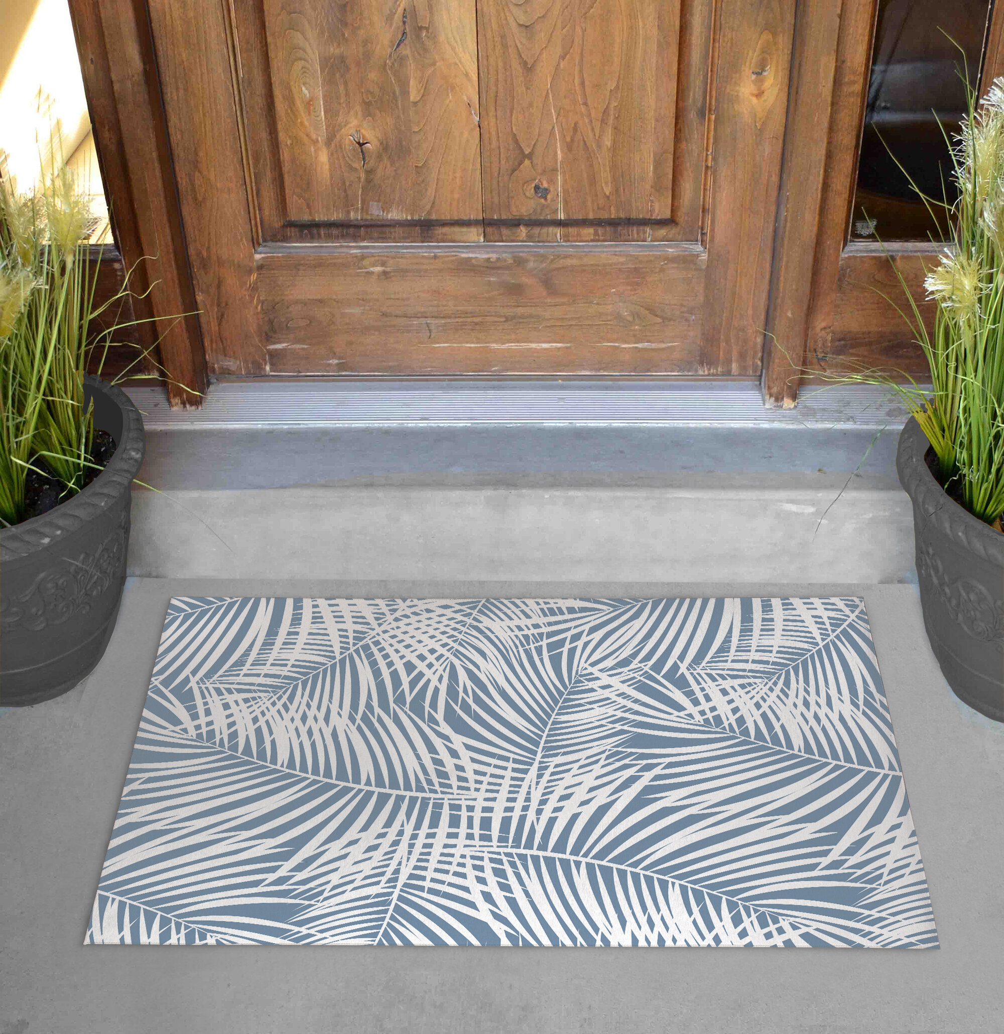 Front Door Mat Green Plant Indoor Mat Outdoor Doormat, Durable