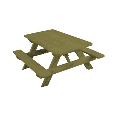 Bickel Kids Solid Wood Rectangular Outdoor Table Or Chair and Chair Set