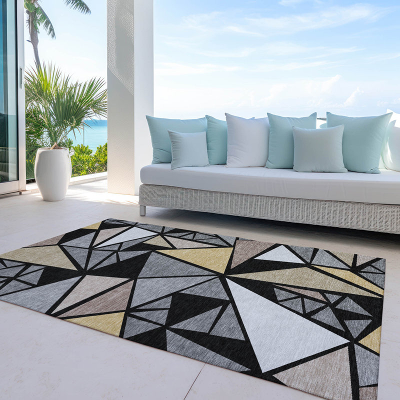 Tapis intérieur / extérieur lavable à la machine Chayden ACN1039, Rectangle 10 pi x 14 pi