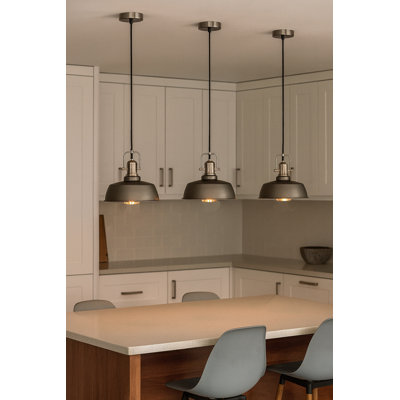 Lavenia 1 - Light Pewter Grey Metal Dome Pendant