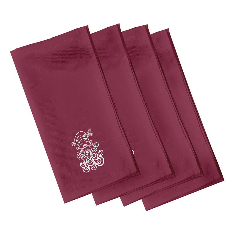 Ensemble de serviettes 4 pièces Santa Baby, L 18 po x L 18 po, Canneberge/bourgogne