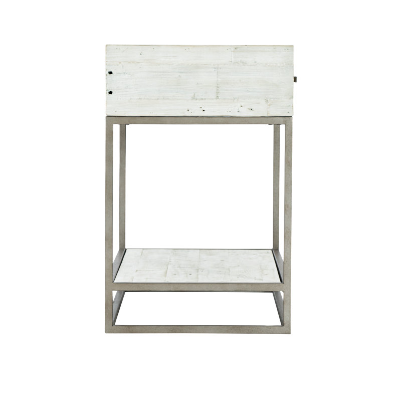 Alvar - Drawer Steel Nightstand, Highland Park - Brushed White Finish