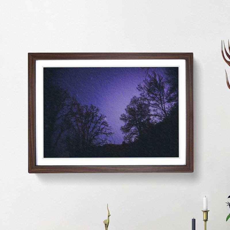 Purple Stars - Picture Frame Painting Print, Walnut Framed, 48cm H x 65cm W x 2cm D