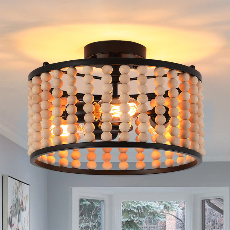 Chevery Semi Flush Mount Lighting, White/Black