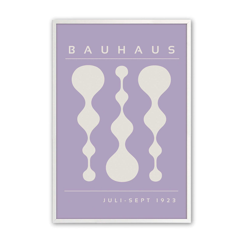 Affiche mauve rétro Bauhaus II, H 15 po x l 12 po x P 1,25 po, Blanc opaque