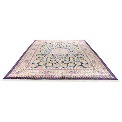 10x13 Navy and Yellow Turkish Silk Rug