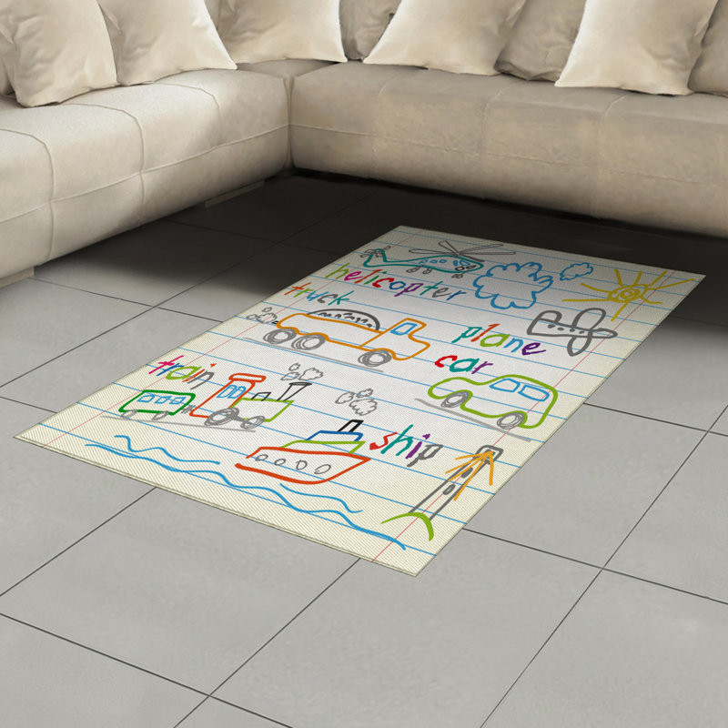Educational Science High Density Long Fiber Poly Threads Decorative Area Rug Carpet, Rectangle 4' x 5'8"