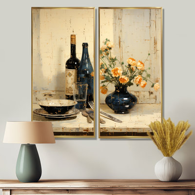 Yellow Culinary Essence Kitchen Blooms - Country Charm Kitchen Wall Art 2-Pieces