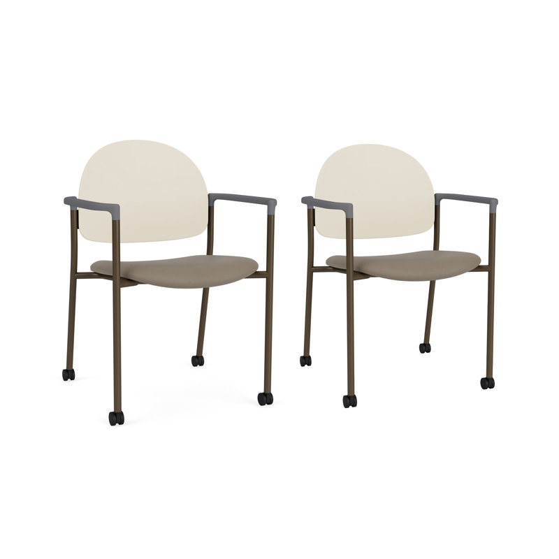 Chaise d'invité à chat avec roulettes, Bronze, Modena Farro / Sand Beige Poly