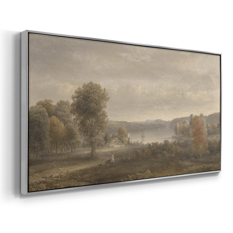Série paysage - DCCDXLIV - Toile tendue avec châssis tendue, prête à être accrochée, H 25 po x l 49 po, Argent argent