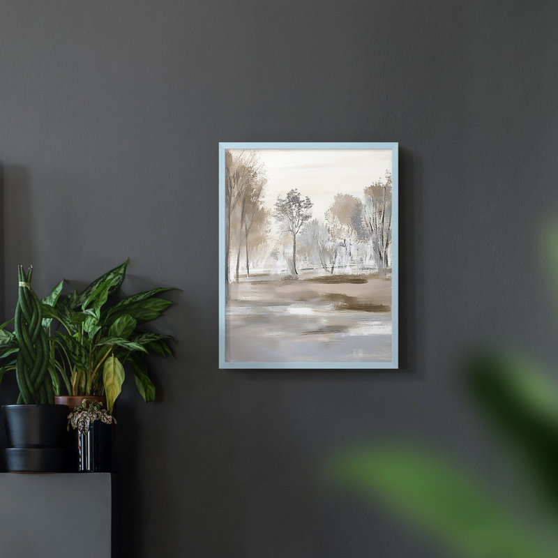 Série FLORAL dxlviii - reproduction encadrée de qualité supérieure - prête à être accrochée - aucun clou requis, Bleu