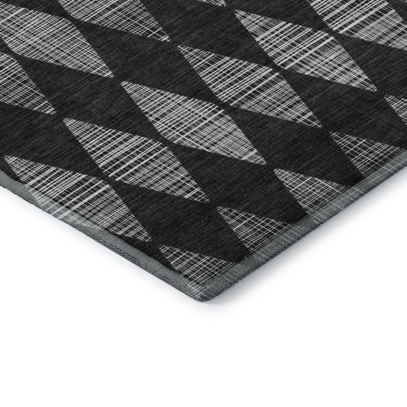 Tapis gris anthracite de qualité supérieure lavable à la machine Cerrito AMF578, Rectangulaire 8 pi x 10 pi