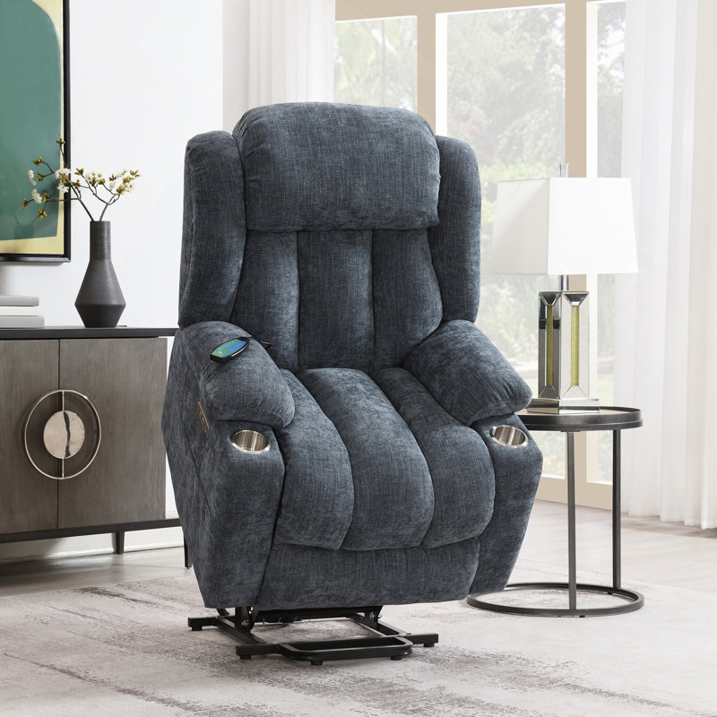 Fauteuil inclinable électrique Power Lift avec chauffage et massage, Bleu