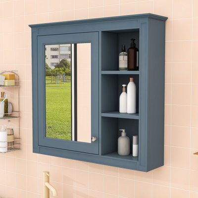 Armoire à pharmacie murale Yaliyah avec miroir et tablettes réglables