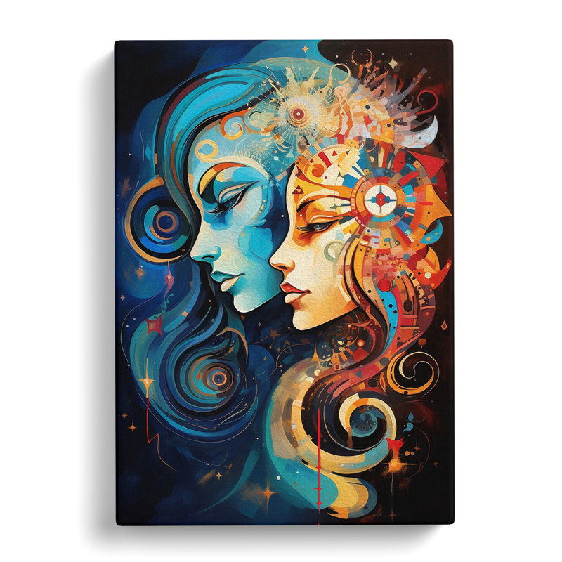 Gemini Zodiac Abstract - Wrapped Canvas, 76cm H x 50cm W x 3cm D
