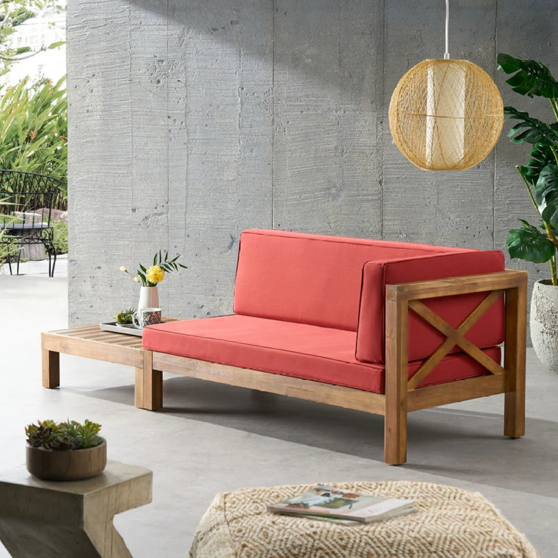 BANC DE COIN B -VA BRAVA AVEC TABLE BASSE, ROUGE