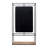 Wall Storage Unit with Metal Iron Frame, Wood Base, Glass Mirror, and Open Shelf.