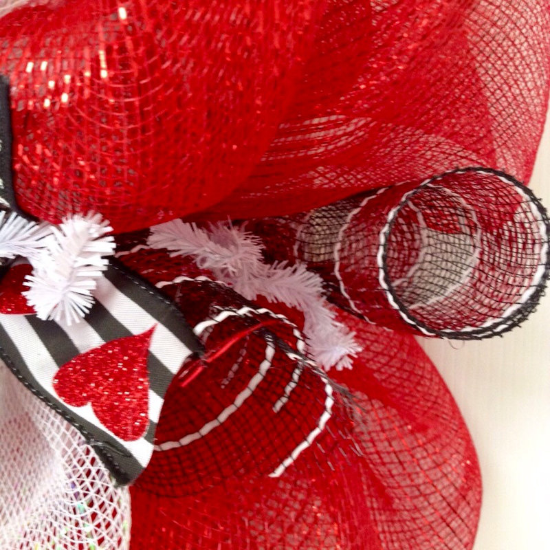 Valentine's Day Glittering Heart Ribbon Wreath