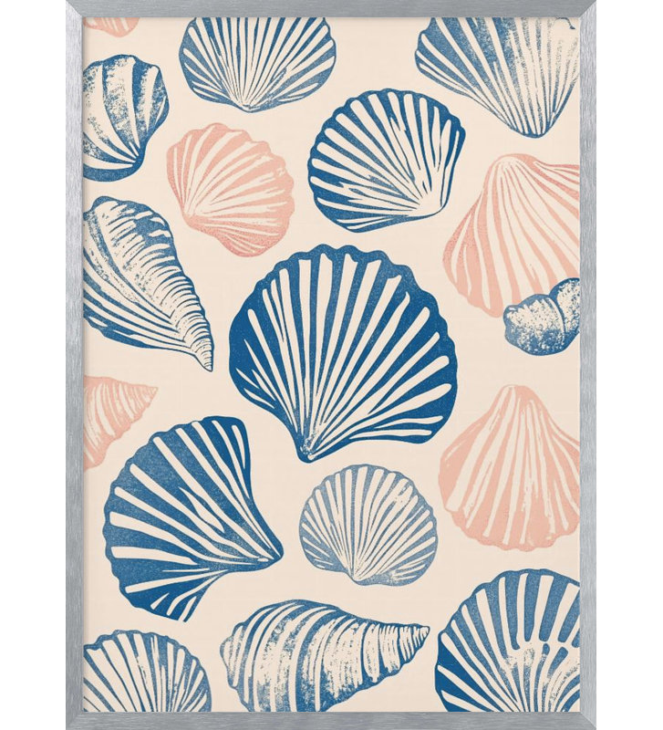 "Seashell", art mural texturé encadré, Cadre argenté, H 24 po x l 18 po