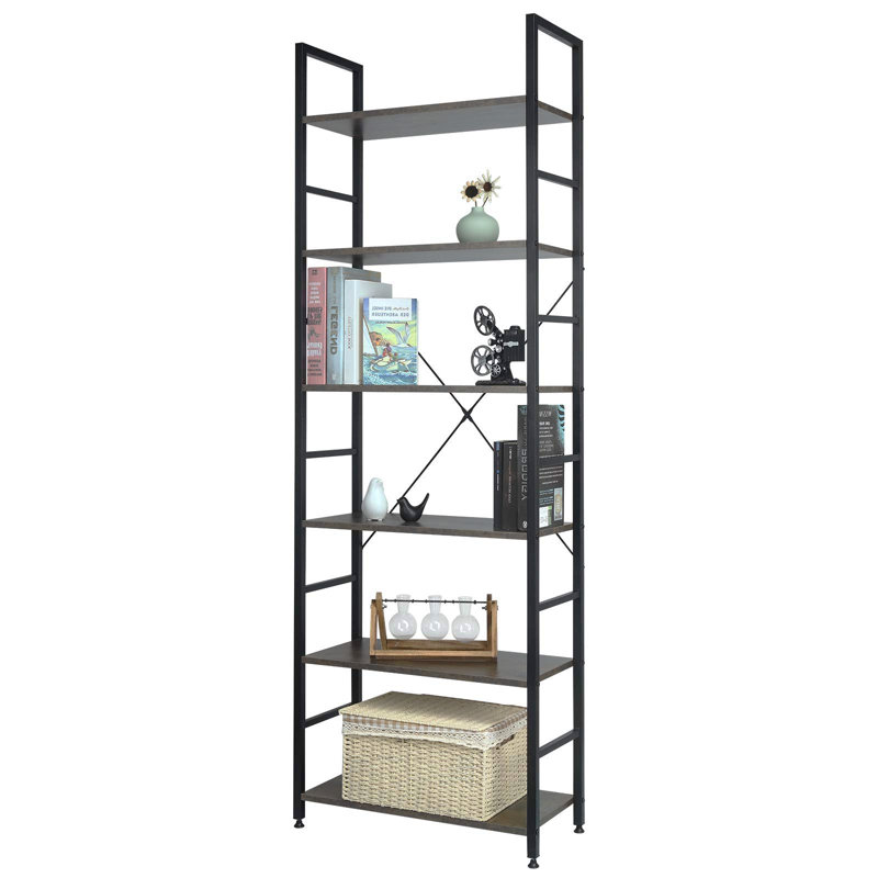 Terresa 180cm H x 60cm W Steel Open Shelf Bookcase, Rust 