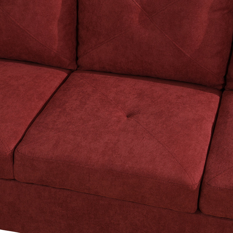 Velvet L-Shaped Sectional Left Hand Facing, Red