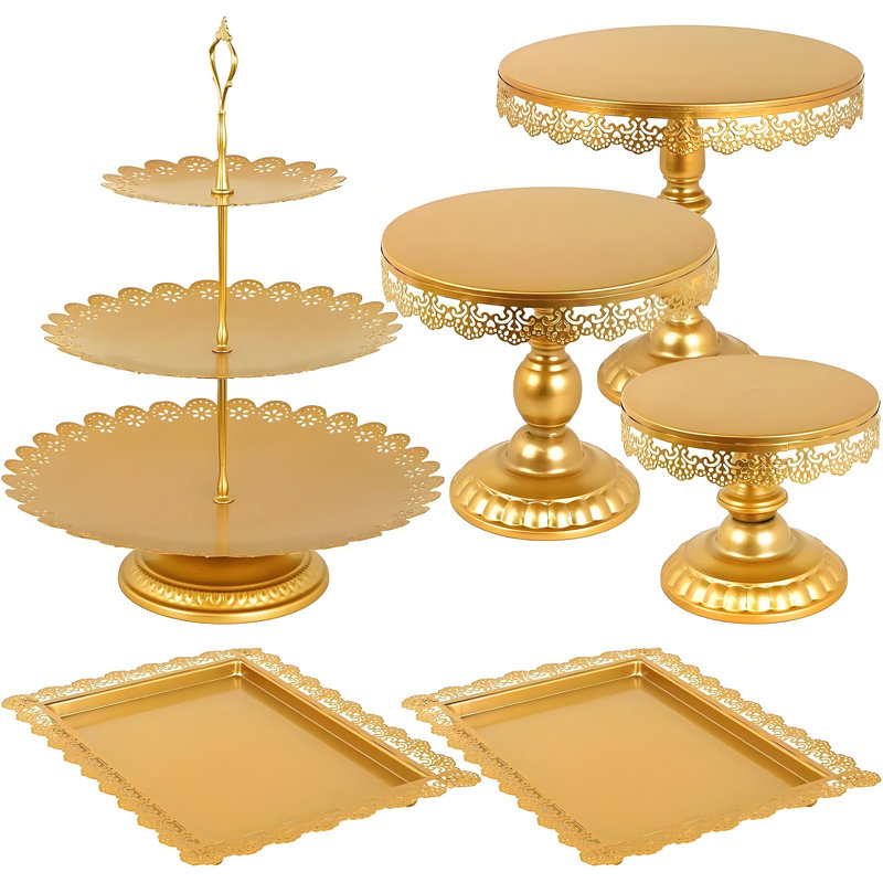 Présentoir à gâteaux en fer doré à 6 niveaux Golden